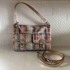 Coach Poppy Madras Plaid Sequined Crossbody 19610